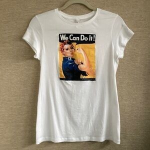 Rosie the Rivetor fitted t shirt “ We can do it “
